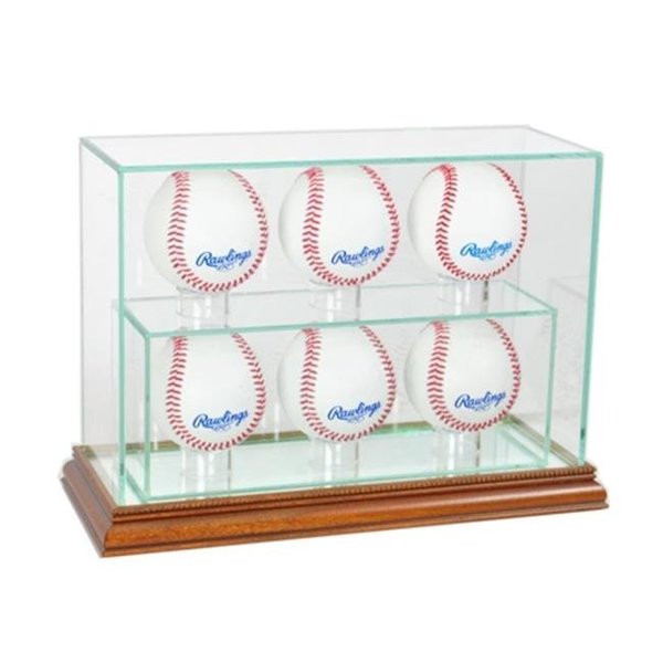 Perfect Cases Perfect Cases 6UPBSB-W 6 Upright Baseball Display Case; Walnut 6UPBSB-W